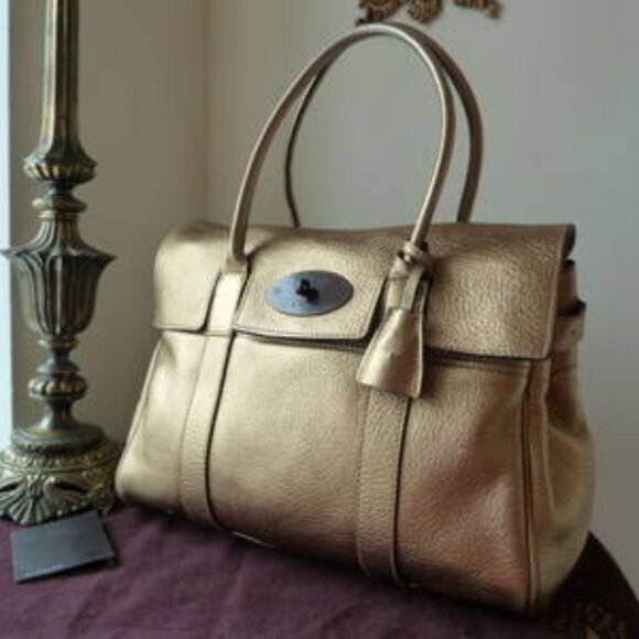 Mulberry Bayswater in Metallic Gold Crinkle Leather - Picture 1 of 13